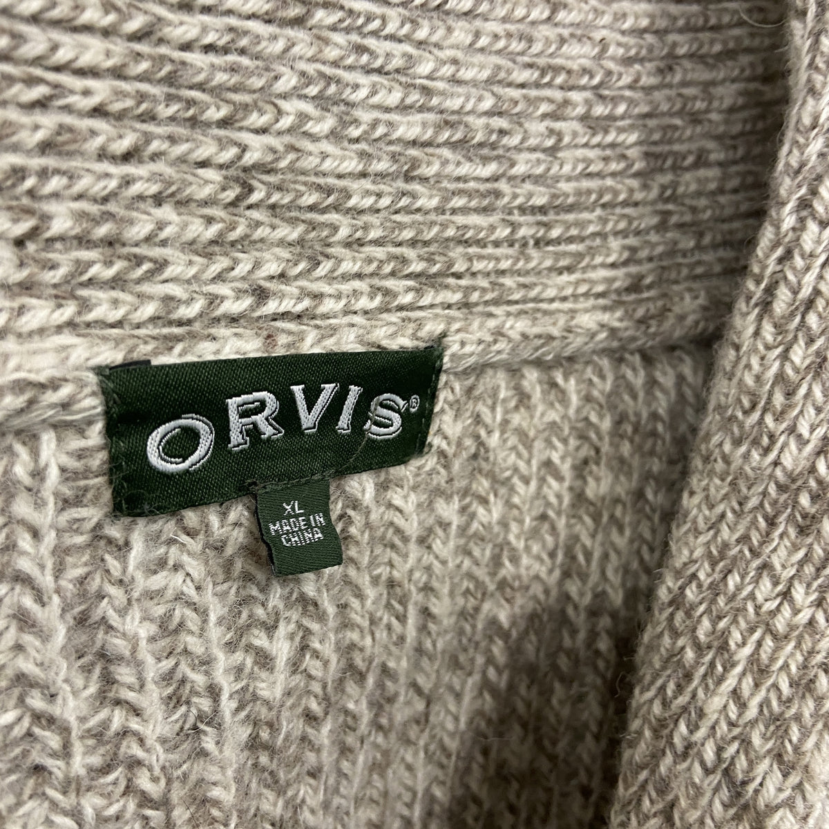 ORVIS　オービス　ウールニットカーディガン　ベージュ　XLサイズ　古着