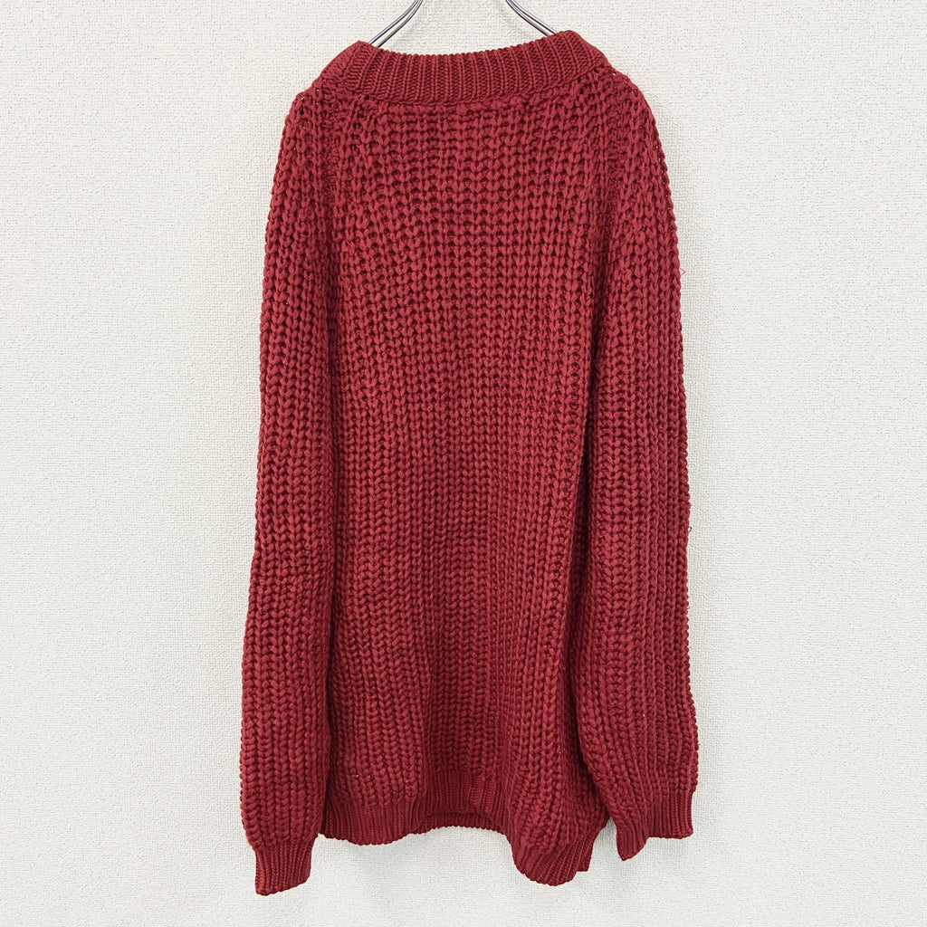 Station Mounti Knitters　ウールニットセーター　赤　レッド　XLサイズ メンズ 古着