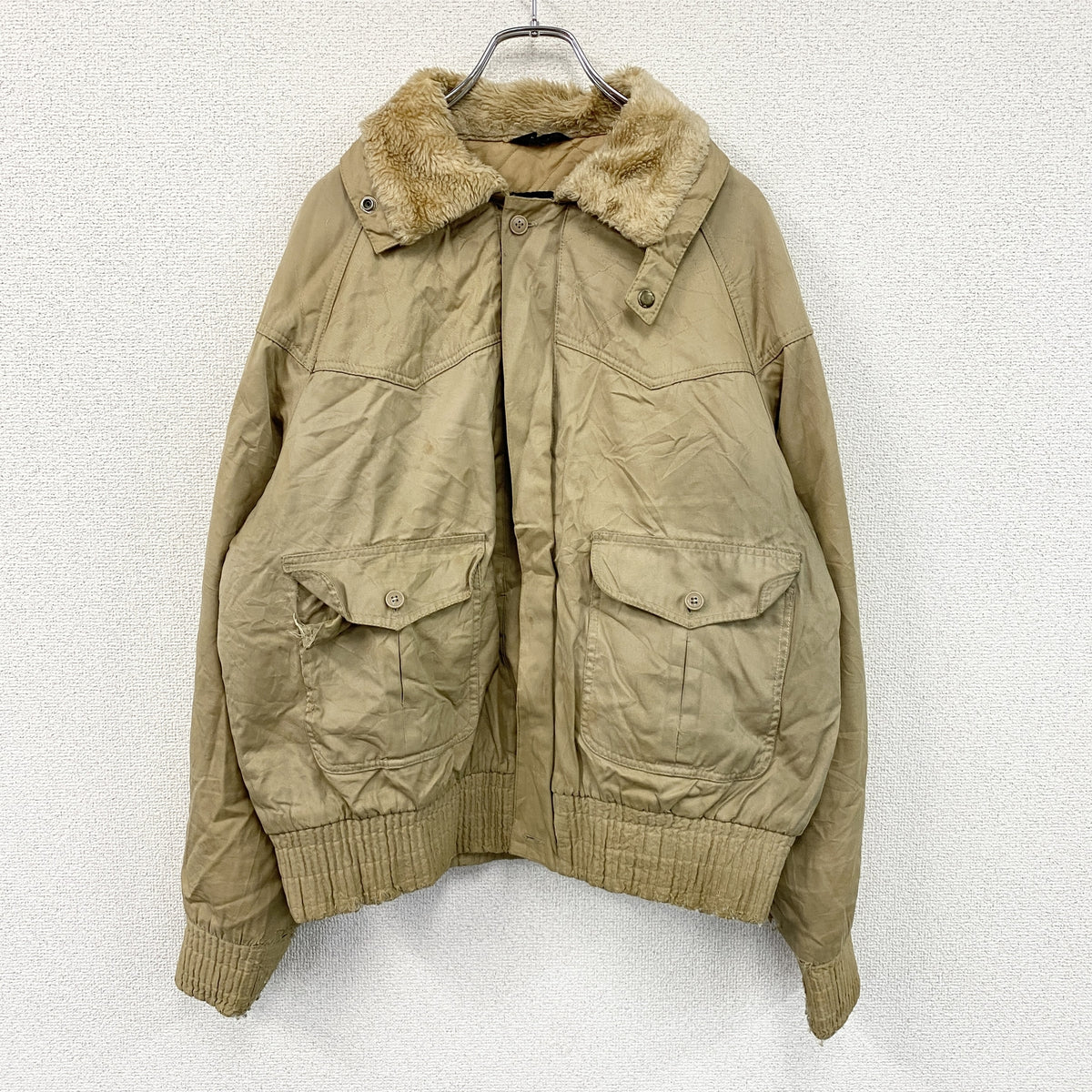 GIVENCHY　ジバンシィ　フライトジャケット/ブルゾン　襟ボア　ベージュ　46サイズ　古着