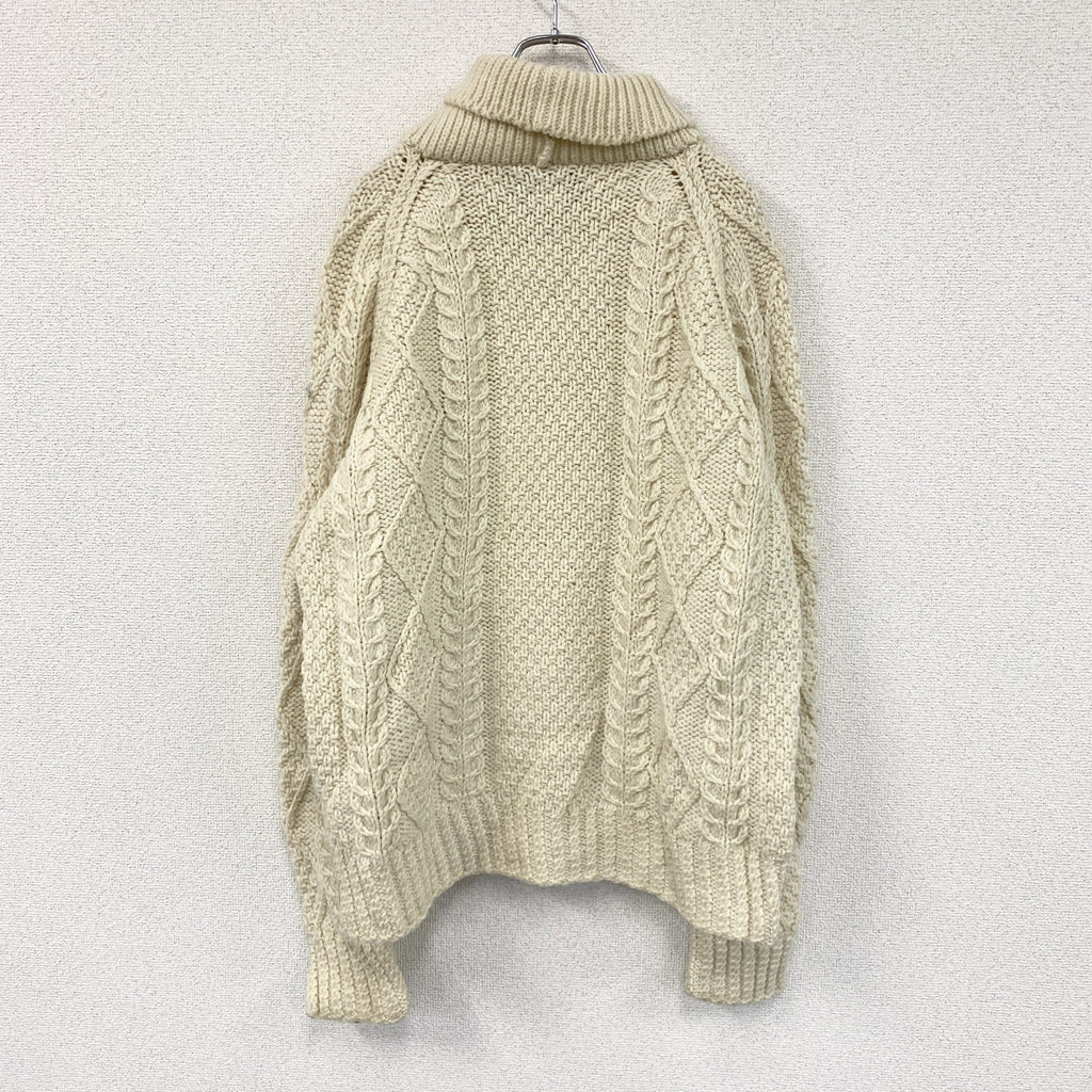 CONNEMARA　コネマラ　アランニットセーター/フィッシャーマンセーター　ショールカラー　アイボリー　古着
