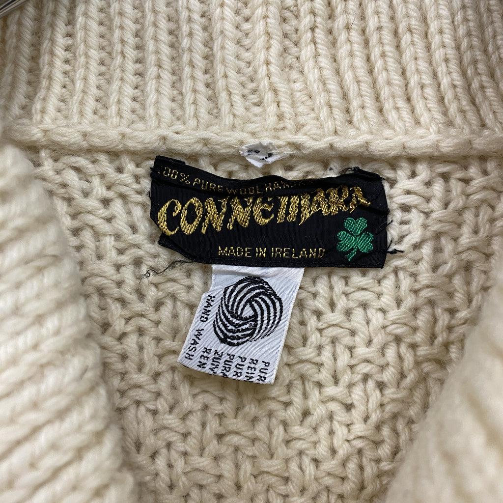 CONNEMARA　コネマラ　アランニットセーター/フィッシャーマンセーター　ショールカラー　アイボリー　古着
