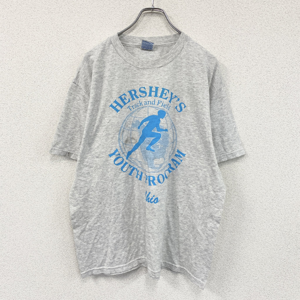 Hanes　ヘインズ　半袖プリントTシャツ　ライトグレー　Lサイズ カットソー レディース コットン 古着