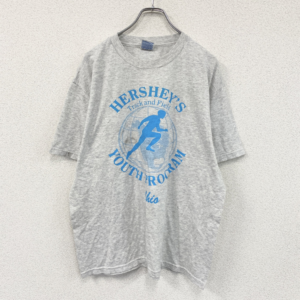 Hanes　ヘインズ　半袖プリントTシャツ　ライトグレー　Lサイズ カットソー レディース コットン 古着