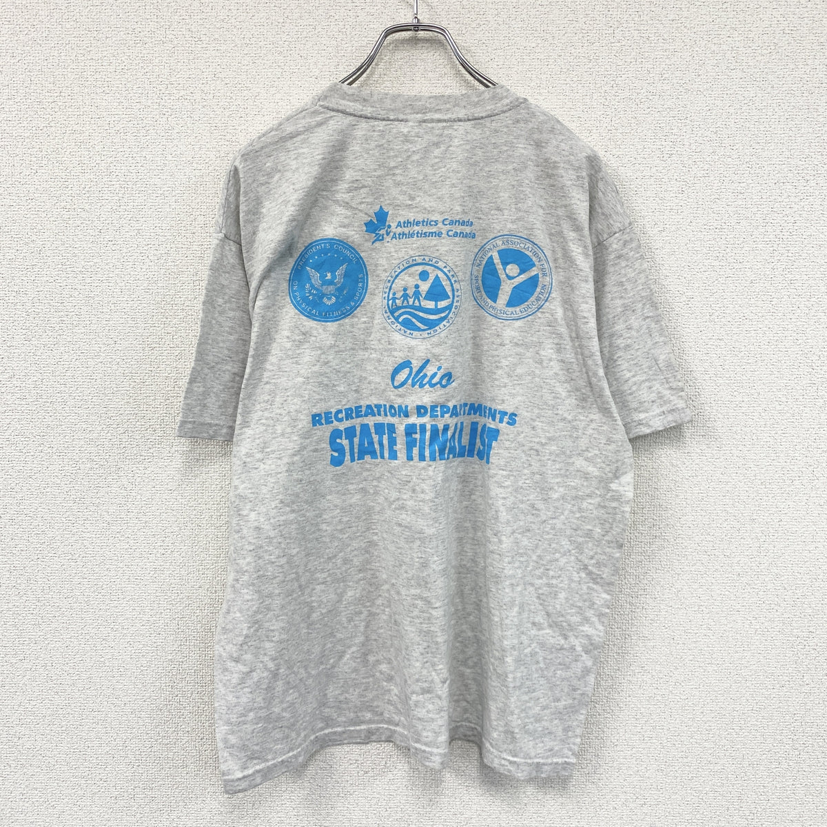 Hanes　ヘインズ　半袖プリントTシャツ　ライトグレー　Lサイズ カットソー レディース コットン 古着