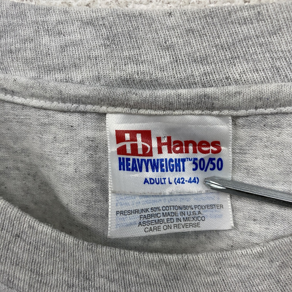 Hanes　ヘインズ　半袖プリントTシャツ　ライトグレー　Lサイズ カットソー レディース コットン 古着