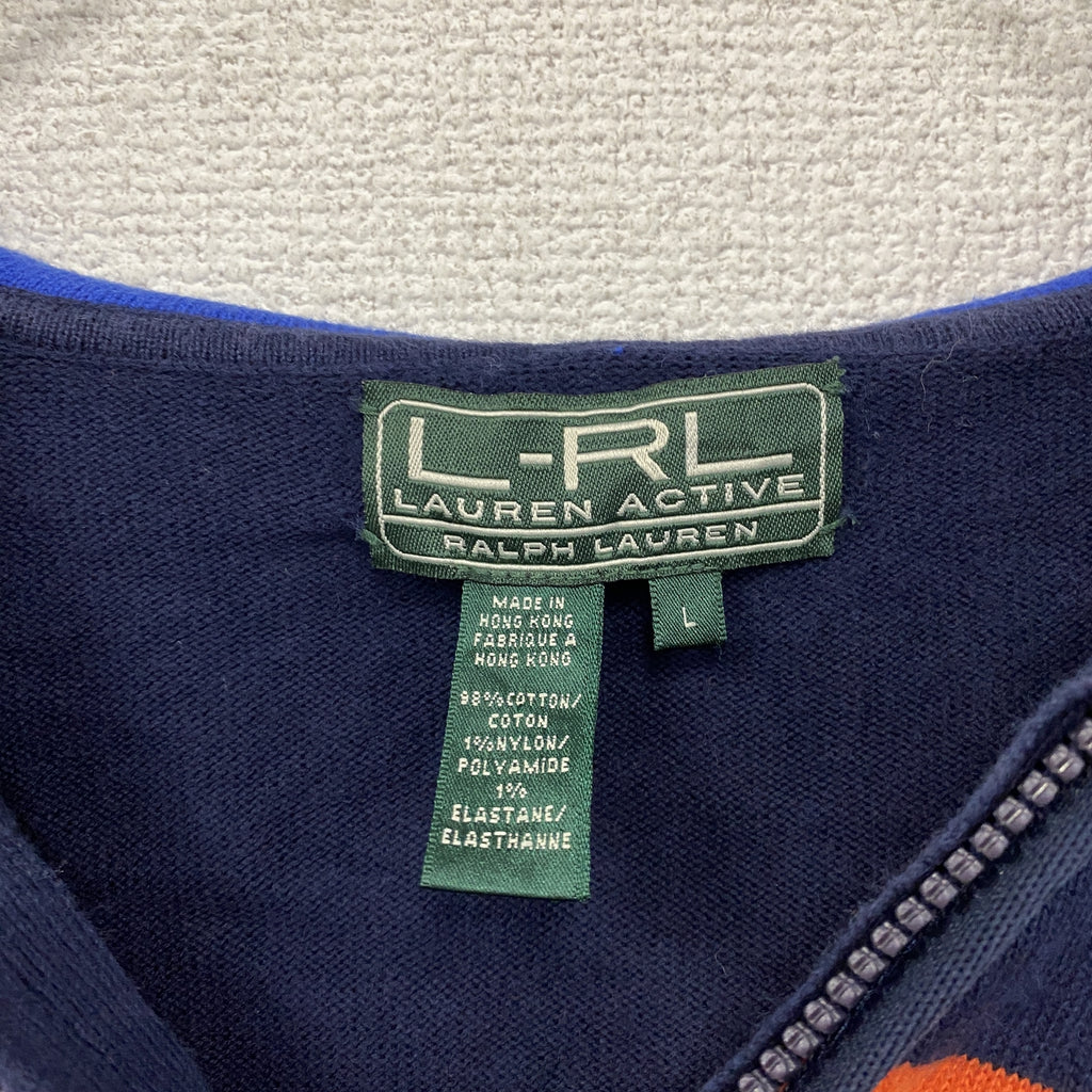 RALPH LAUREN　ラルフローレン　L-RL LAUREN ACTIVE　フルジップニットパーカー/フーディー　紺　ネイビー　Lサイズ　古着