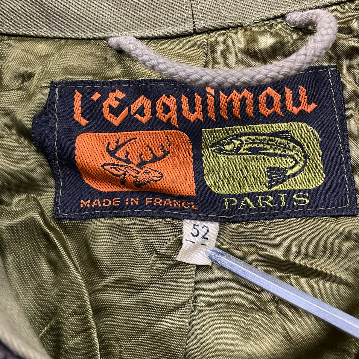 L'Esquimau　レスキモー　ハンティングジャケット　オリーブカーキ　52サイズ　古着
