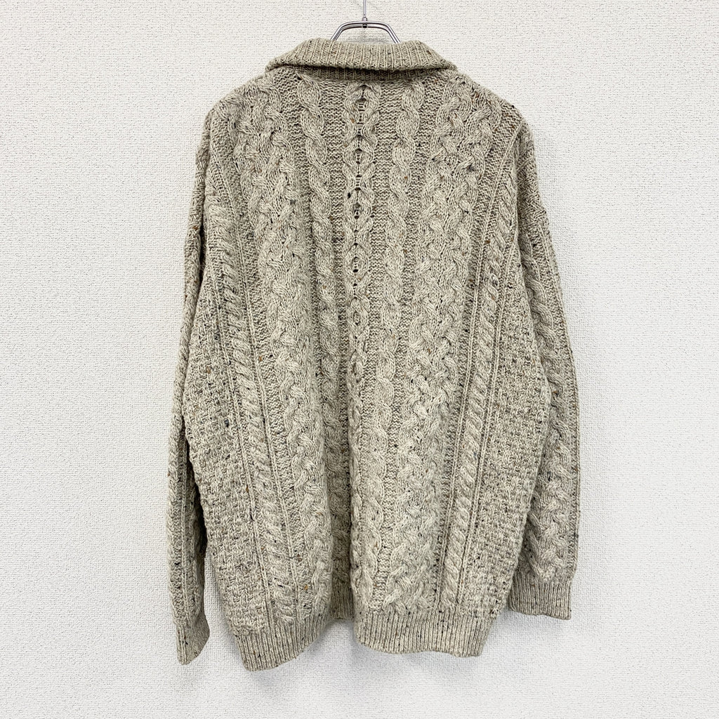 Carraig Donn　キャレイグドン　ハーフジップニットセーター　ベージュ　XLサイズ メンズ ウール 古着