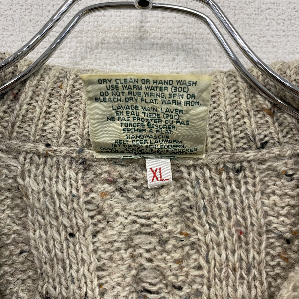 Carraig Donn　キャレイグドン　ハーフジップニットセーター　ベージュ　XLサイズ メンズ ウール 古着
