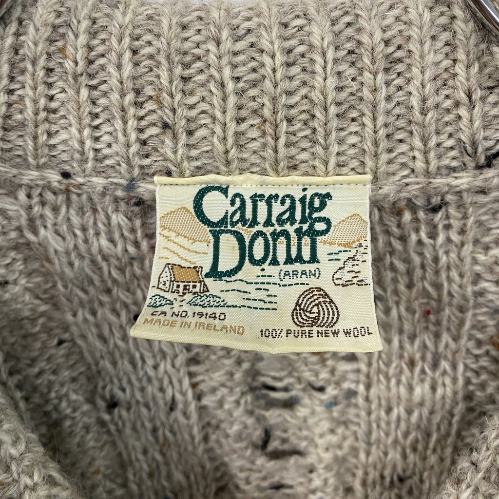 Carraig Donn　キャレイグドン　ハーフジップニットセーター　ベージュ　XLサイズ メンズ ウール 古着