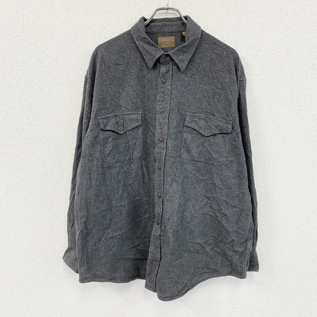 St.John's Bay　セントジョンズベイ　長袖シャモアクロスワークシャツ　グレー　XLサイズ　古着