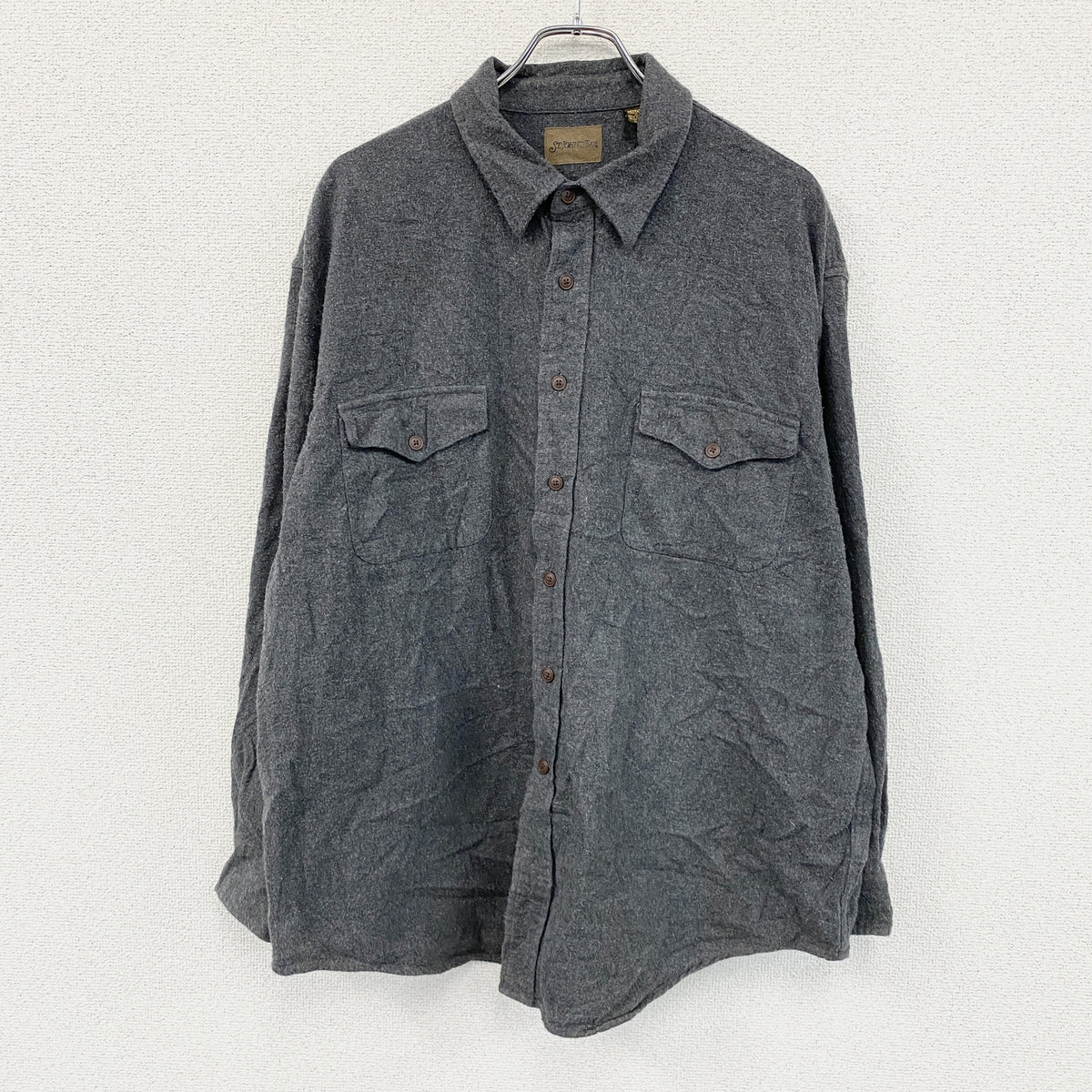 St.John's Bay　セントジョンズベイ　長袖シャモアクロスワークシャツ　グレー　XLサイズ　古着