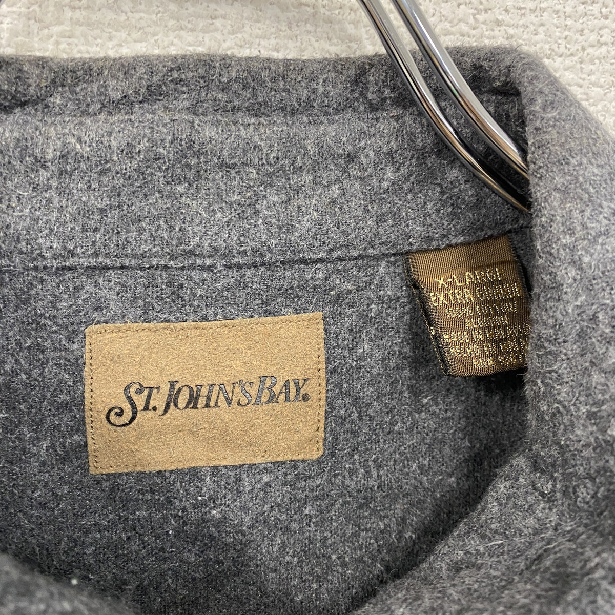 St.John's Bay　セントジョンズベイ　長袖シャモアクロスワークシャツ　グレー　XLサイズ　古着
