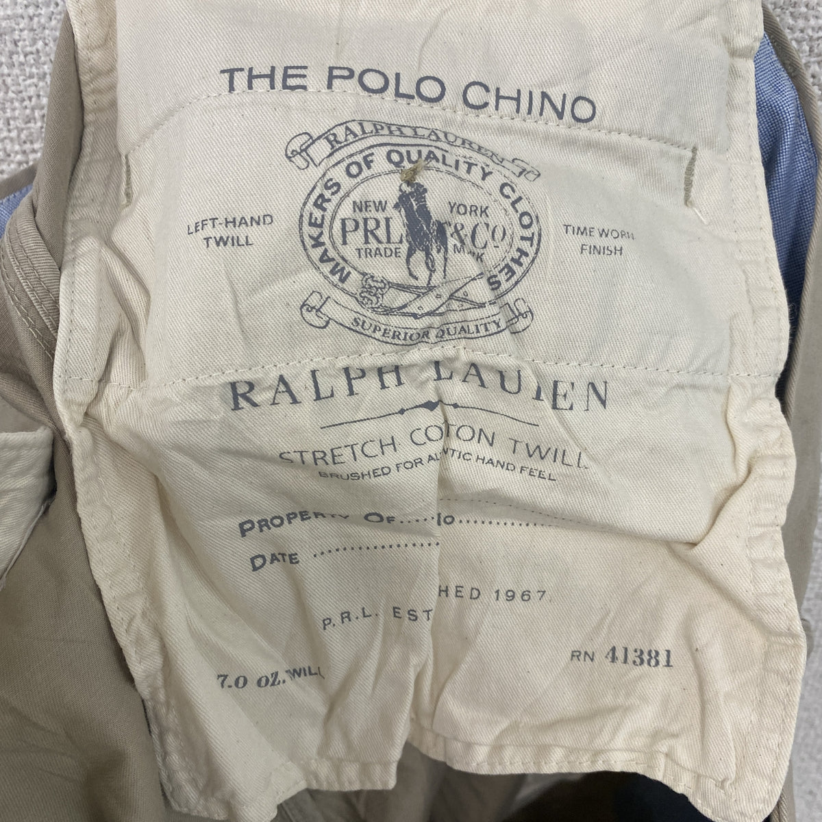 POLO RALPH LAUREN　ラルフローレン　チノパンツ　ジップフライ　ベージュ　36/32サイズ　古着