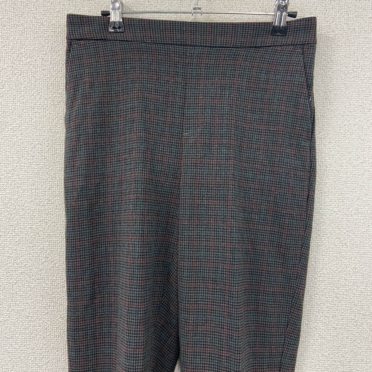 クロップドパンツ/サブリナパンツ　チェック柄　総柄　古着