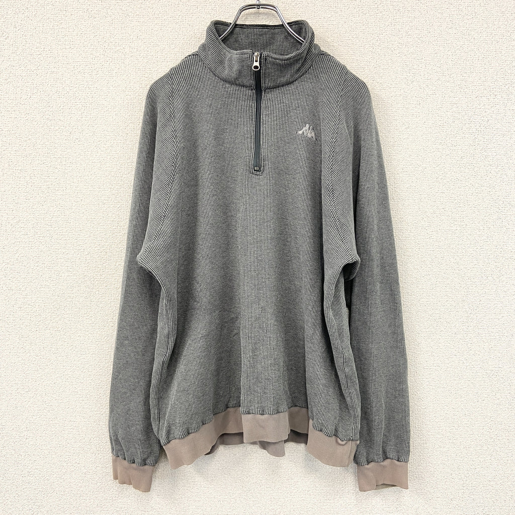 Kappa　カッパ　ハーフジップトレーナー　灰色　グレー　古着