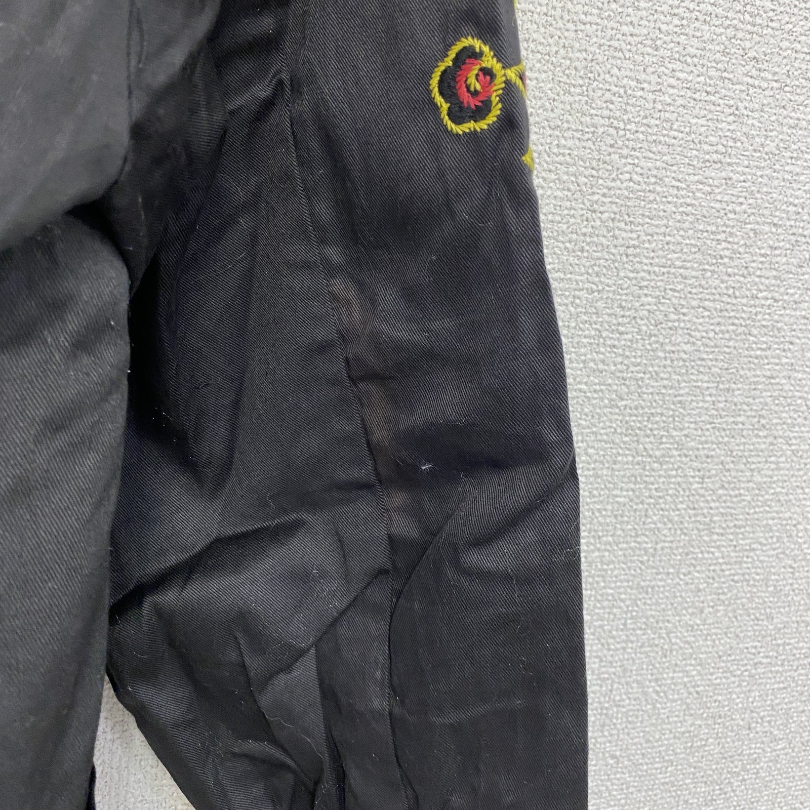 ベトジャン　ベトナムジャケット　スーベニアジャケット　ブルゾン　レプリカ　リメイク　刺繍　黒　ブラック　Lサイズ　