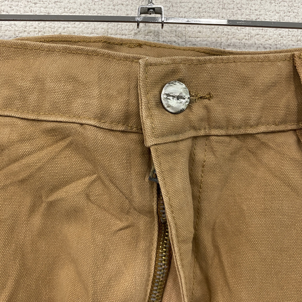 ノーブランド　ダブルニーペインターパンツ　ダックパンツ　ジップフライ　キャメル　古着