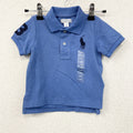Ralph Lauren　ラルフローレン　半袖ポロシャツ　ビッグポニー　ロゴ刺　青　ブルー　12Mサイズ　古着