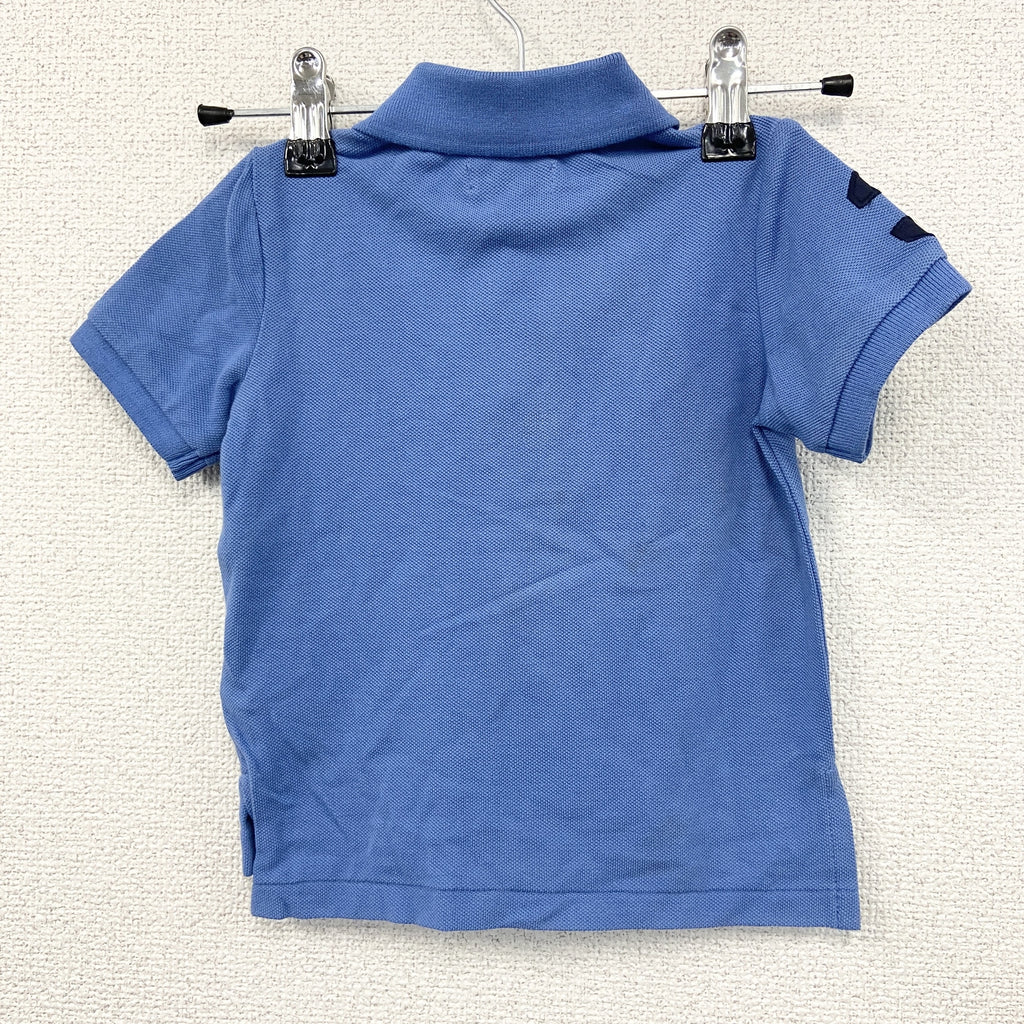 Ralph Lauren　ラルフローレン　半袖ポロシャツ　ビッグポニー　ロゴ刺　青　ブルー　12Mサイズ　古着