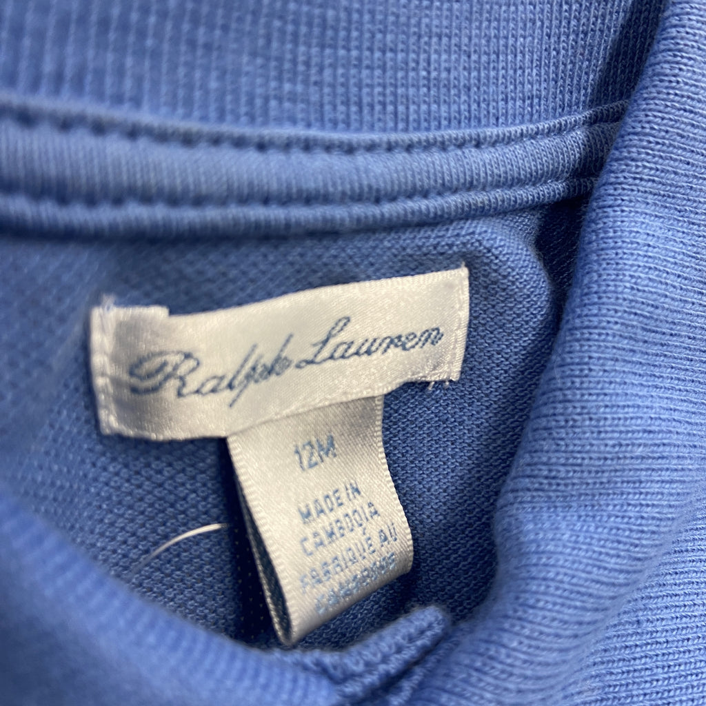 Ralph Lauren　ラルフローレン　半袖ポロシャツ　ビッグポニー　ロゴ刺　青　ブルー　12Mサイズ　古着