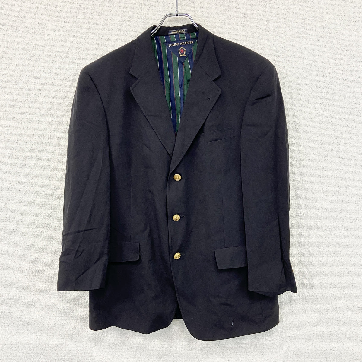 TOMMY HILFIGER　トミーヒルフィガー　テーラードジャケット/ブレザー　紺　ネイビー メンズ 古着