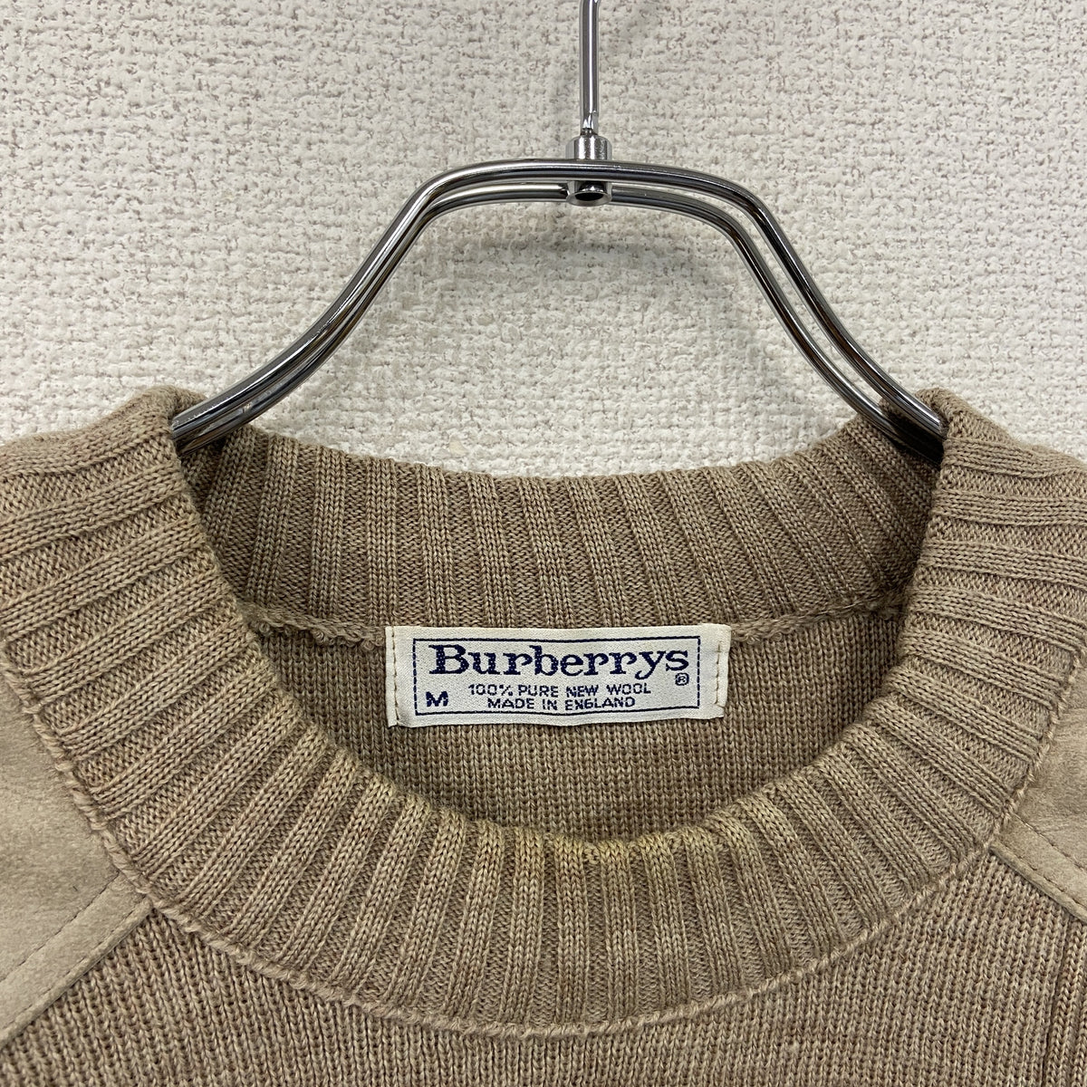 Burberrys　バーバリーズ　ニットセーター　ベージュ　Mサイズ メンズ ウール 古着