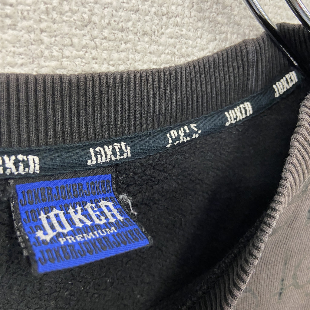 JOKER　ジョーカー　スウェット/トレーナー　総柄　ダークグレー　3Lサイズ スウェットトップス メンズ 古着