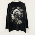 長袖プリントアニマルTシャツ/ロンT　バイク　両面プリント　全面プリント　黒　ブラック　古着