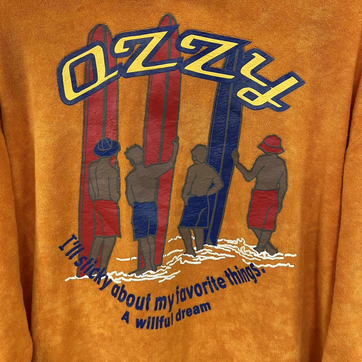 OZZY　フルジップパイルパーカー/フーディー　オレンジ　Lサイズ　古着