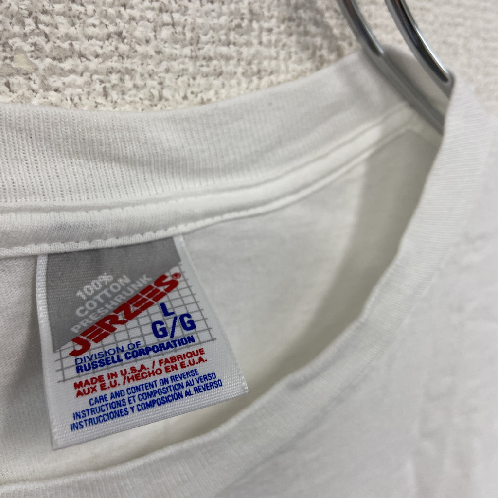 JERZEES　ジャージーズ　半袖プリントTシャツ　白　ホワイト　Lサイズ　古着