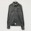 Abercrombie＆Fitch　アバクロンビー＆フィッチ　長袖ワークシャツ　ダブルポケット　ダメージ加工　グレー　Mサイズ　古着