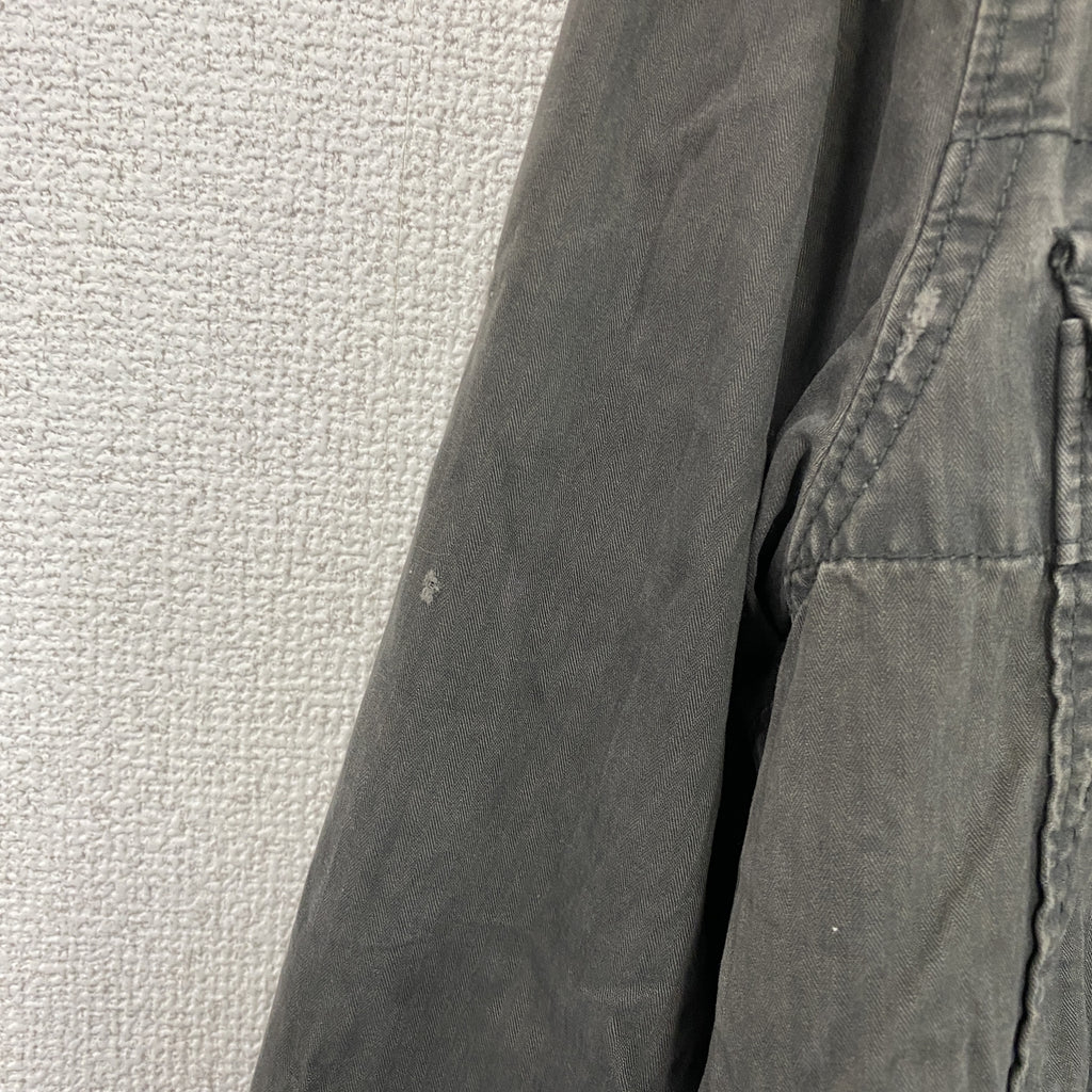 Abercrombie＆Fitch　アバクロンビー＆フィッチ　長袖ワークシャツ　ダブルポケット　ダメージ加工　グレー　Mサイズ　古着
