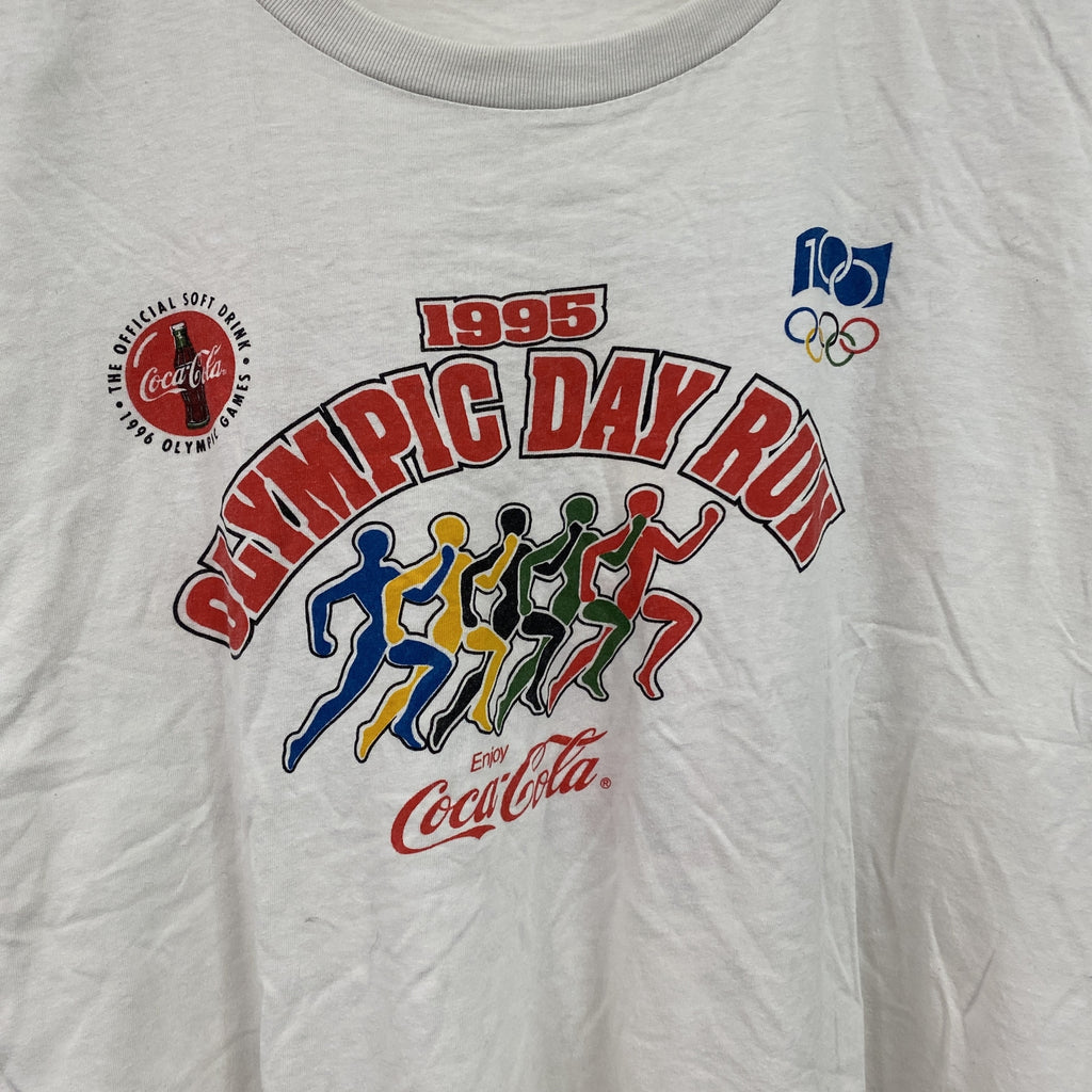 Coca Cola　コカ・コーラ　オリンピック　半袖プリントTシャツ　シングルステッチ　ヴィンテージ　白　ホワイト　古着
