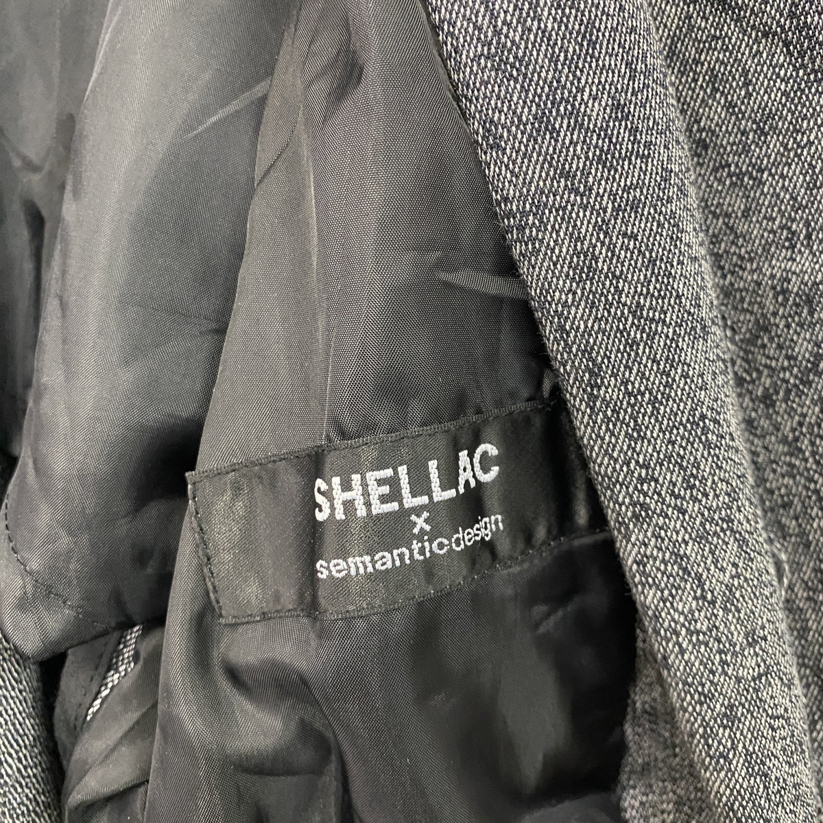 SHELLAC　シェラック　semantic design　セマンティックデザイン　テーラードジャケット　カットオフ加工　グレー　Mサイズ　古着