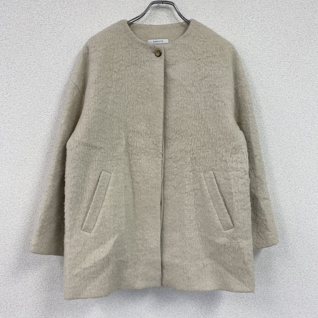 SIMPLICTE　シンプリシテェ　ノーカラーコート　アイボリー　古着