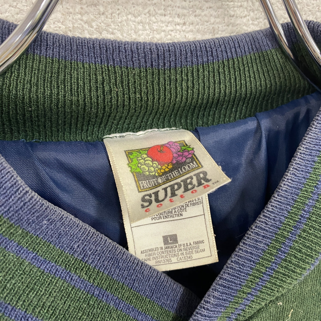 FRUIT OF THE LOOM　スタジャン/スタジアムジャケット　深緑　ディープグリーン　Lサイズ　古着