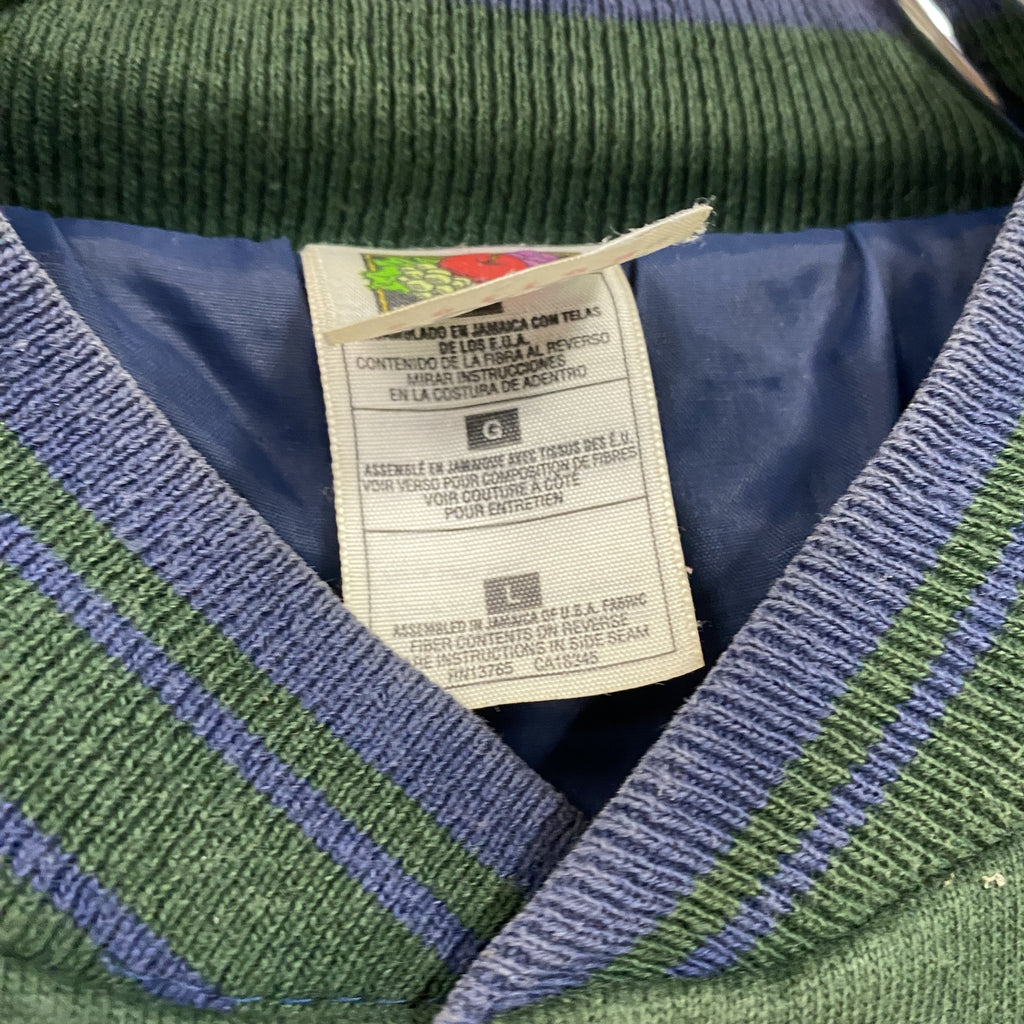 FRUIT OF THE LOOM　スタジャン/スタジアムジャケット　深緑　ディープグリーン　Lサイズ　古着