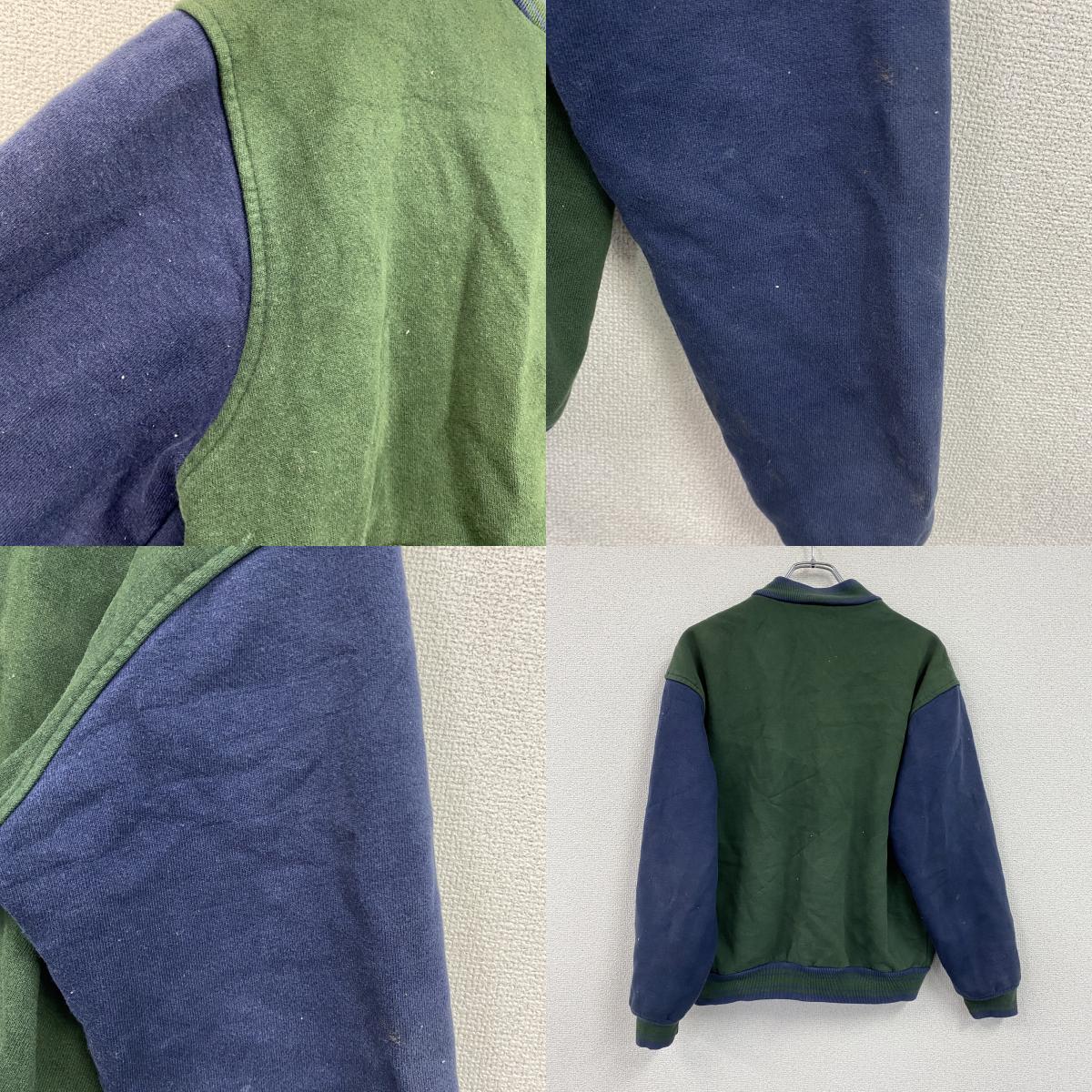 FRUIT OF THE LOOM　スタジャン/スタジアムジャケット　深緑　ディープグリーン　Lサイズ　古着
