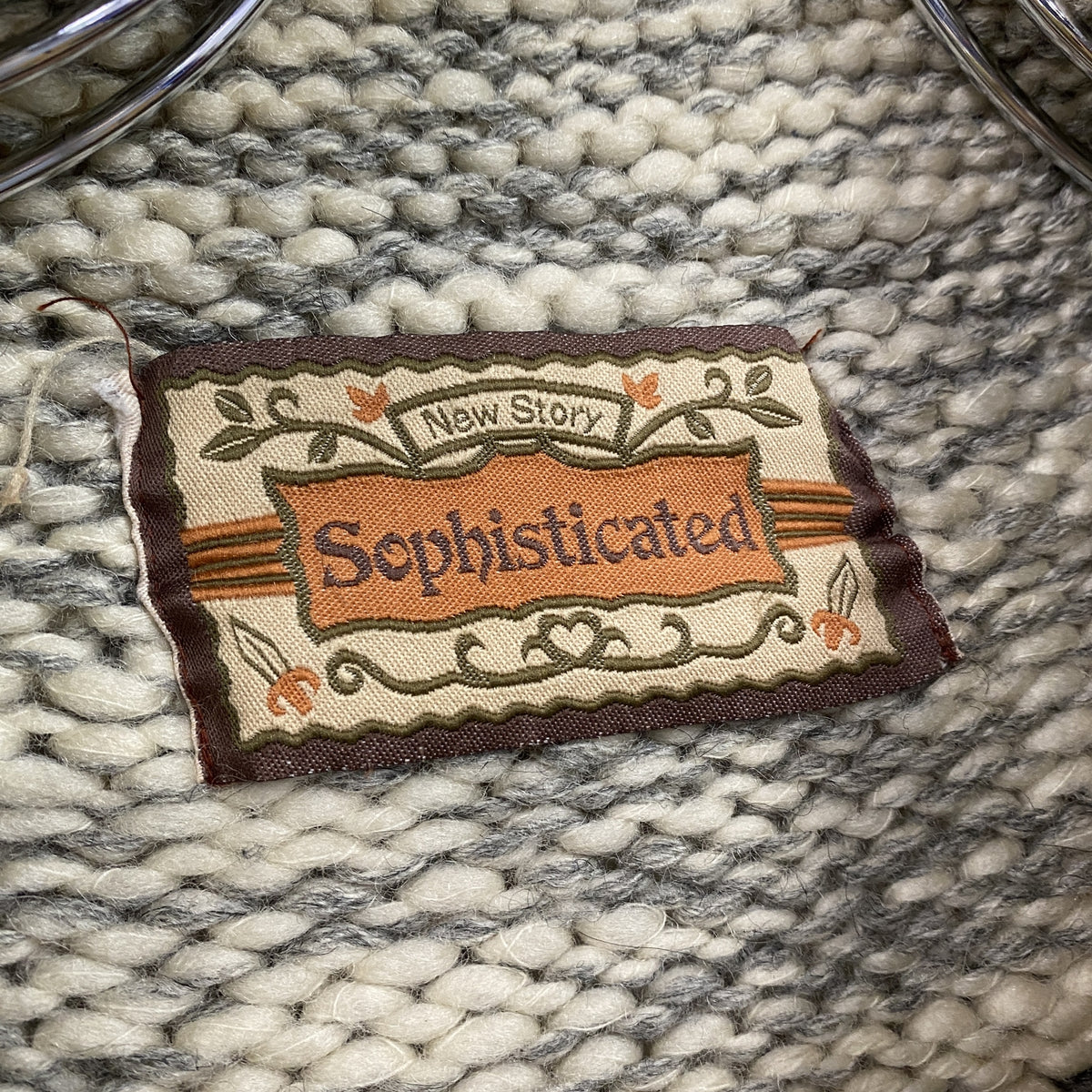 Scphisticated　ニットカーディガン　アイボリー　マルチカラー　グレー　古着