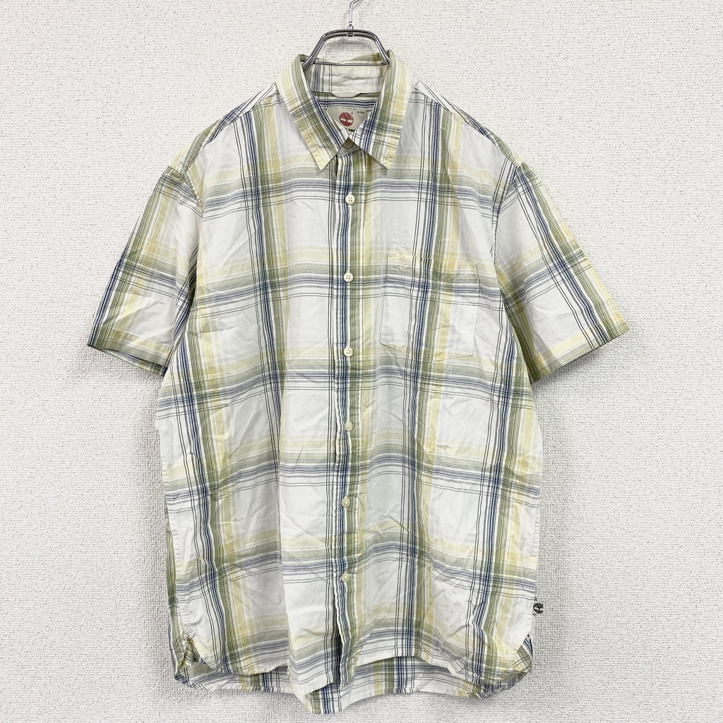Timberland　ティンバーランド　半袖シャツ　チェック柄　マルチカラー　Lサイズ　古着