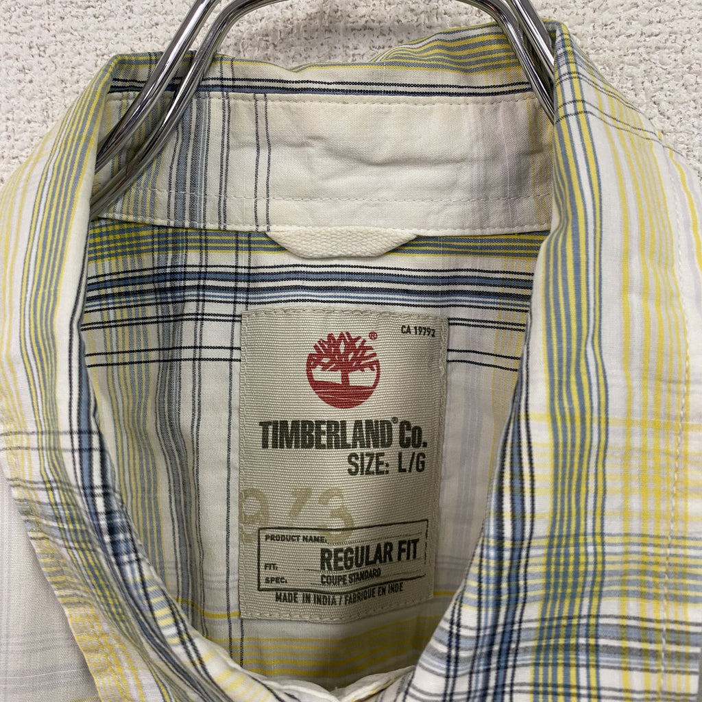 Timberland　ティンバーランド　半袖シャツ　チェック柄　マルチカラー　Lサイズ　古着
