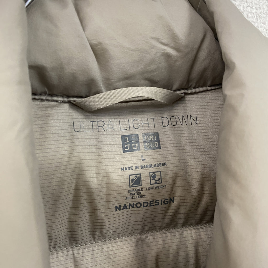 UNIQLO　ユニクロ　ダウンジャケット　ウルトラライトダウン　ダウン90％　グレー　Lサイズ　古着