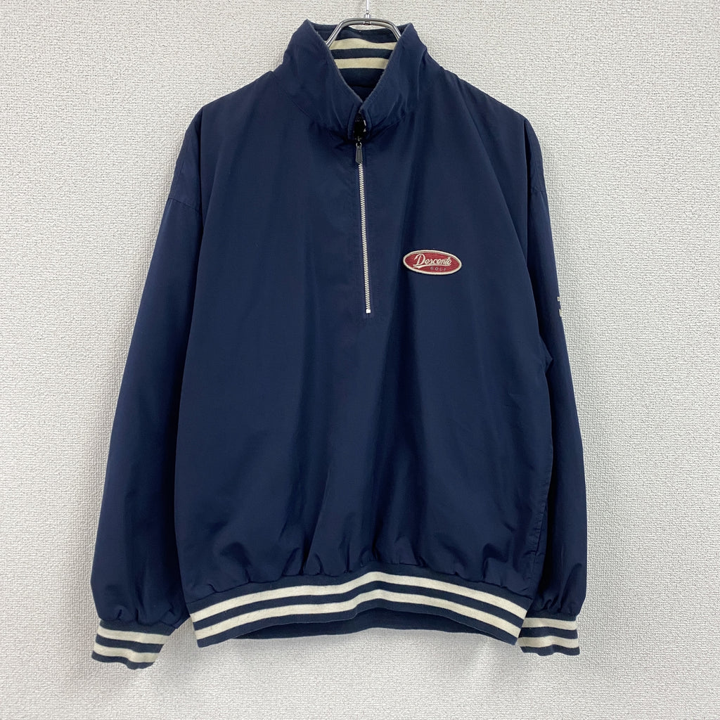 DESCENTE　デサント　ハーフジップスウェット/トレーナー　紺　ネイビー　Mサイズ　古着