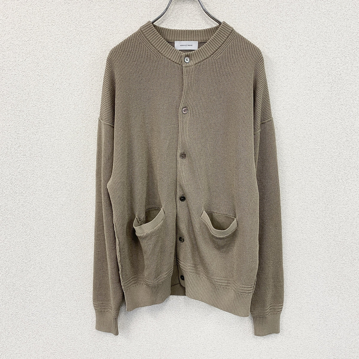 ADAM ET ROPE　アダムエロぺ　ニットカーディガン　ベージュ　Lサイズ　古着
