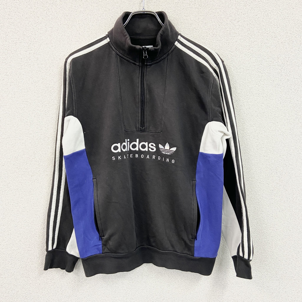 adidas　アディダス　ハーフジップスウェット/トレーナー　黒　ブラック　Sサイズ　古着