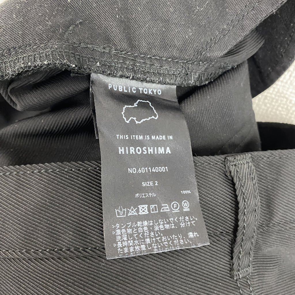 PUBLIC TOKYO　スラックスパンツ　ジップフライ　黒　ブラック　2サイズ　古着