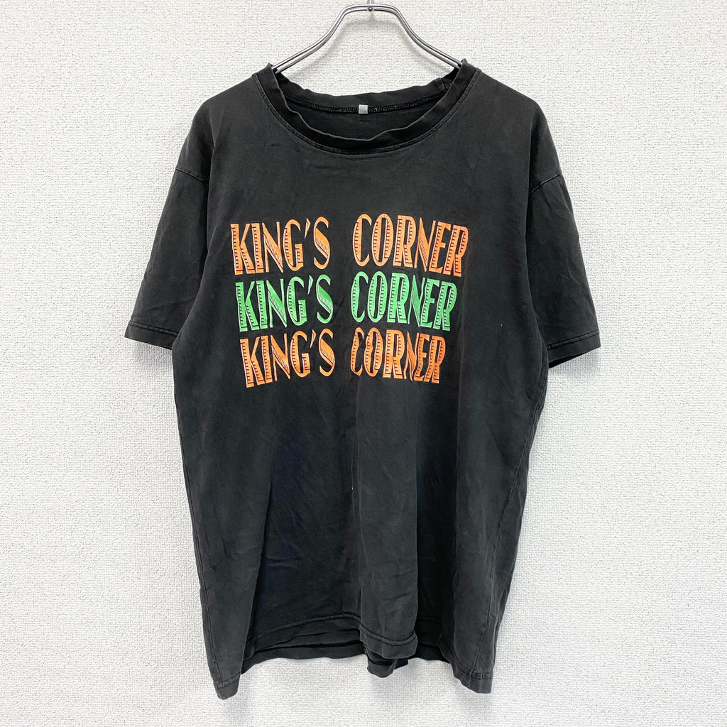 KING'S CORNER　半袖プリントTシャツ　黒　ブラック　XLサイズ　古着