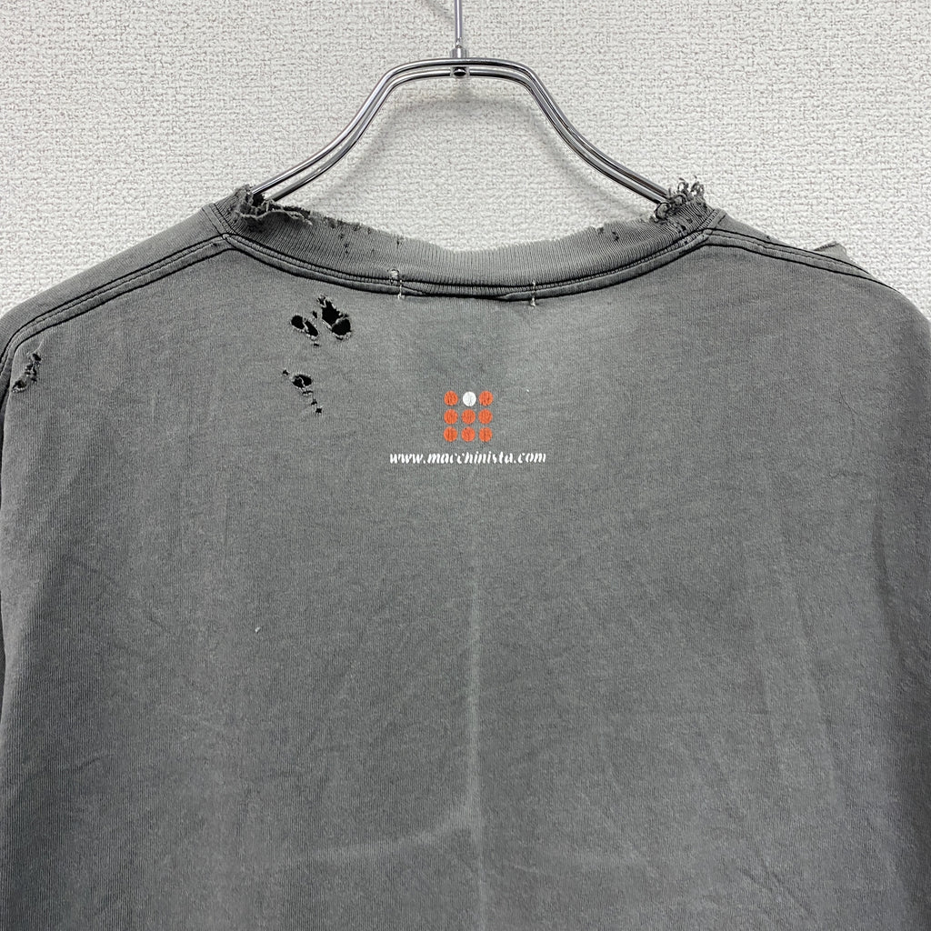 Hanes　ヘインズ　半袖プリントTシャツ　グレー　Lサイズ　古着