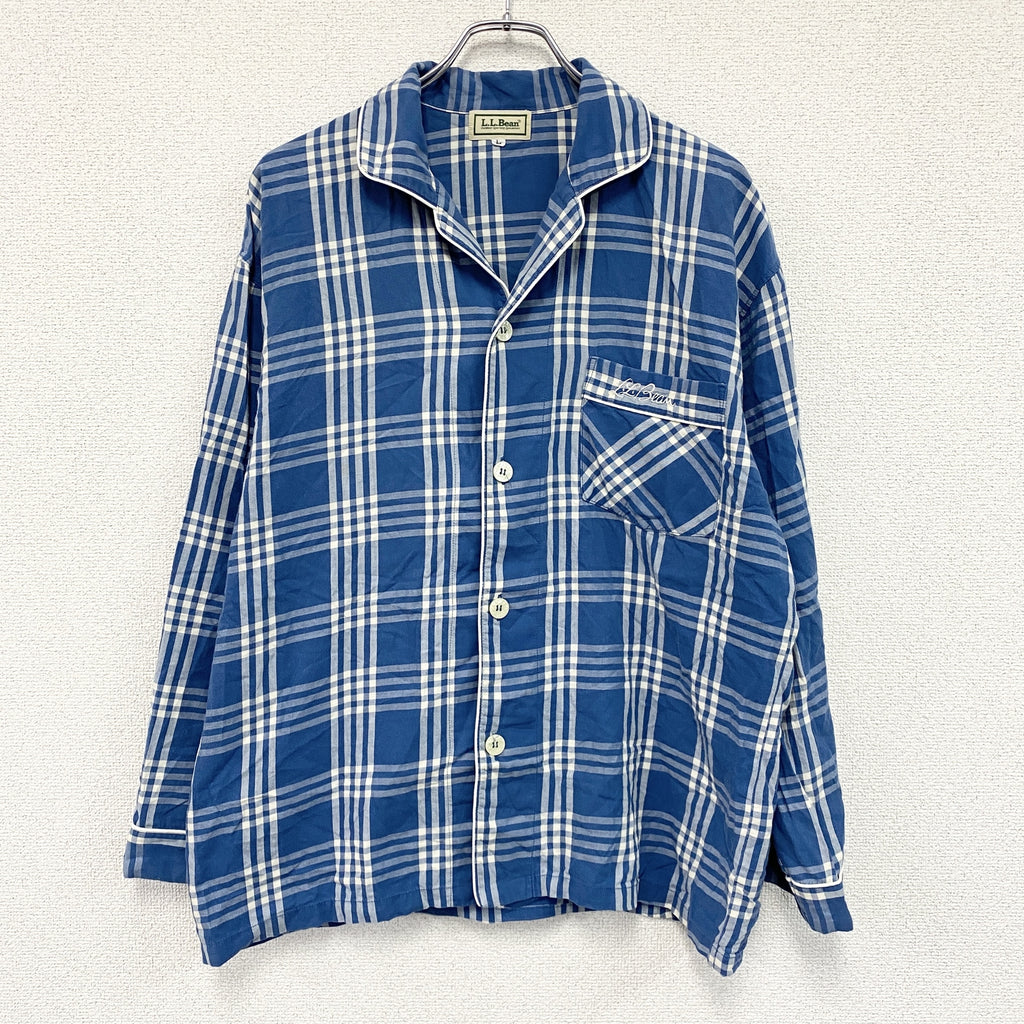 L.L.Bean　エルエルビーン　長袖シャツ/パジャマシャツ　チェック柄　青　ブルー　Lサイズ　古着